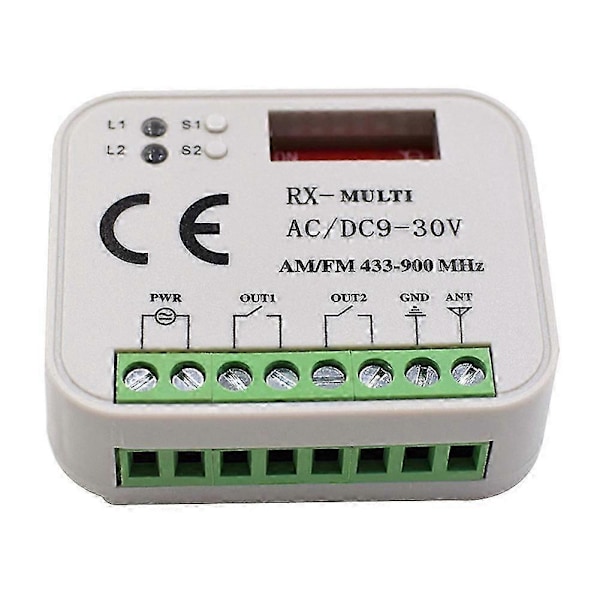 Garageport Fjernbetjening Modtager 2-Kanals Kontrol Switch egnet til 433 868 MHz Sender RX Multi Frekvens 433-900MHZ