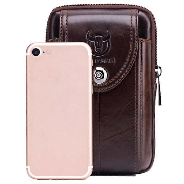BULLCAPTAIN Herr Läderbälte Midjeväska Magväska Molle Liten Pengar Telefon Midjeväska Bum Pouch Pur