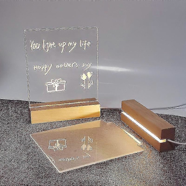 LED Akryl DIY Melding Nattlys Skrivebords Lysende Memo Notattavle