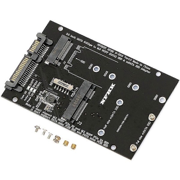 M.2 NGFF MSATA SSD - 2.5 tuuman SATA 6.0Gbps 2 in 1 -sovitinkortti, tukee PC-kannettavan kiintolevyä