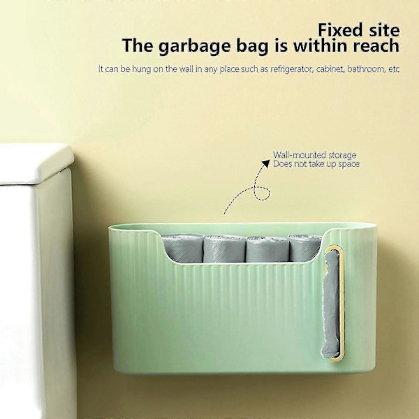 Plastposeholder, veggmontert/klebende hengende oppbevaringsdispensere - Vaskbar søppelposeholder