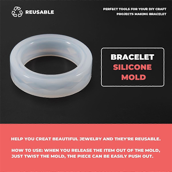4 st Silikonform Rund för Böjt Armband Smyckestillverkning DIY