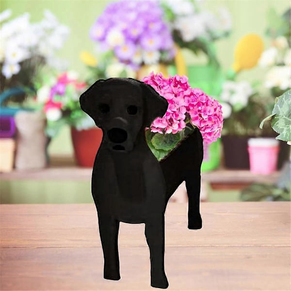 Søt Hagehund Blomsterpotte, Hund Blomsterpotte Bursdagsgave, for Kontor, Innendørs/Utendørs Dekor Bla