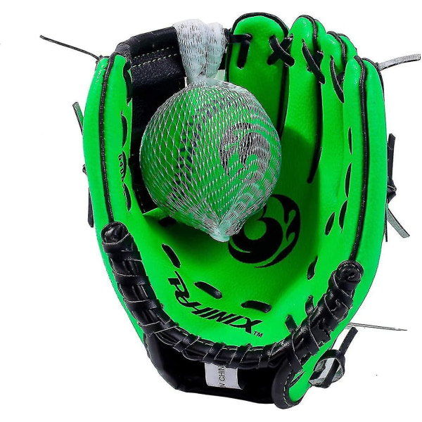 Baseball Glove Ball Handske och Foam Ball kompatibel för barn nybörjare lekträning Green