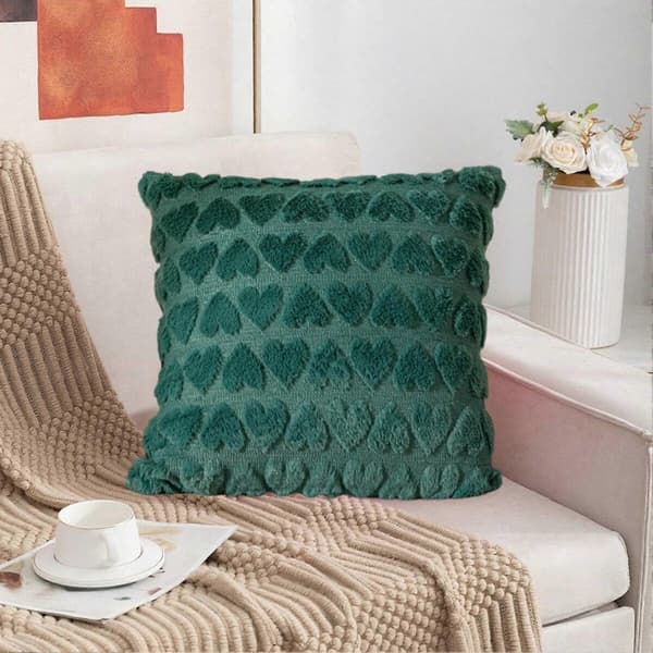 3D Hjerte Mønster Plys Pudebetræk til Sofa og Soveværelse Indretning White 1pc