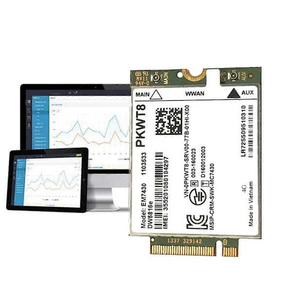 EM7430 DW5816E 4G LTE Modul+2XAntenne GOBI6000 til Dell Latitude 7280 7285 7290 7389 7390 7480 7490