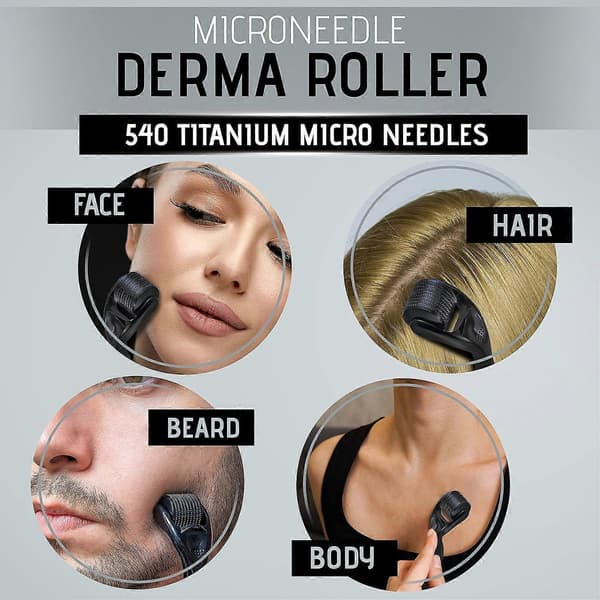 Derma Roller Microneedle Roller För Ansikte, Skäggroller, Microneedling Roller Skäggväxtkit, Hårväxt Skäggvårdskit | För Kvinnor och Män Hudvård