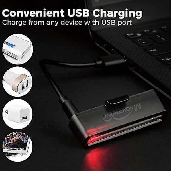 30 Sykkellykter Foran og Bak, USB Oppladbar 30 Lumen Sykkellys og Baklys Sett, 230 Graders Synlighet, 800m Synlig Rekkevidde