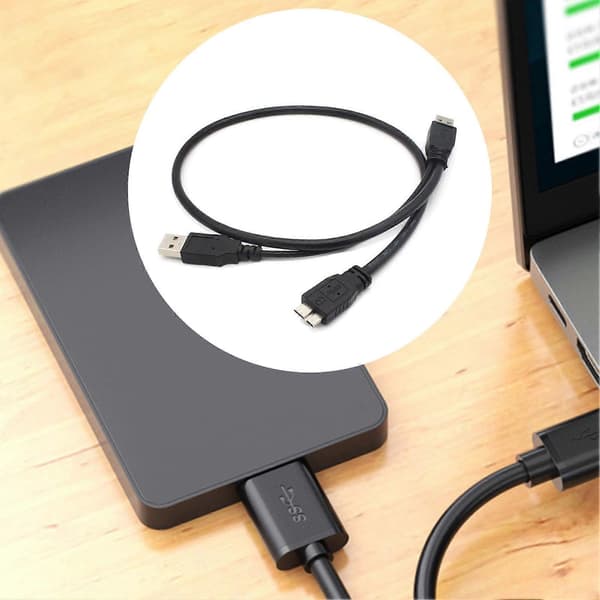 60CM mobil harddisk-kabel USB3.0 A han til Micro B 5 Gbps Y-form dobbelt strøm høj hastighed bærbar Black