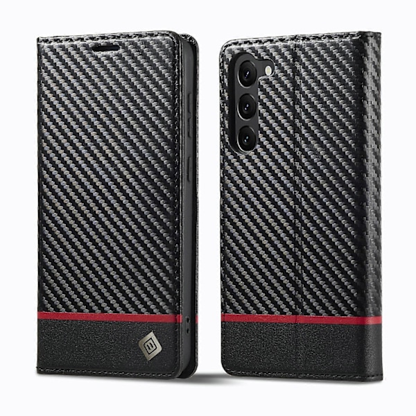 För Samsung Galaxy S23+ 5G LC.IMEEKE Kolfiber PU + TPU Horisontellt Flip Läder Telefonfodral Horizontal lines