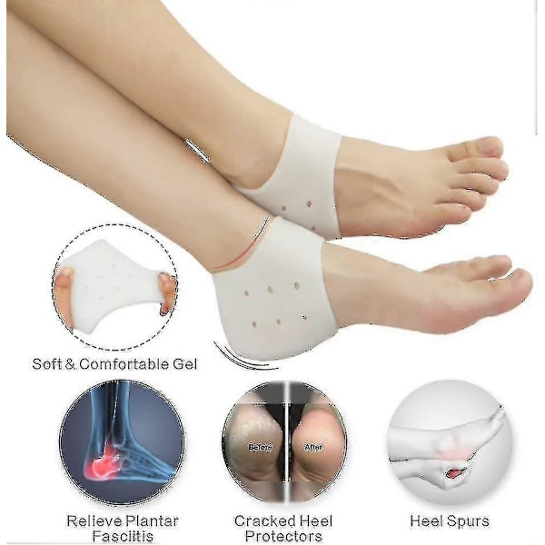 5 par hælkupler, indlæg til plantar fasciitis, hælpude, der er god til hælsmerter, heler tørre, revnede hæle, akillessene, til mænd og kvinder