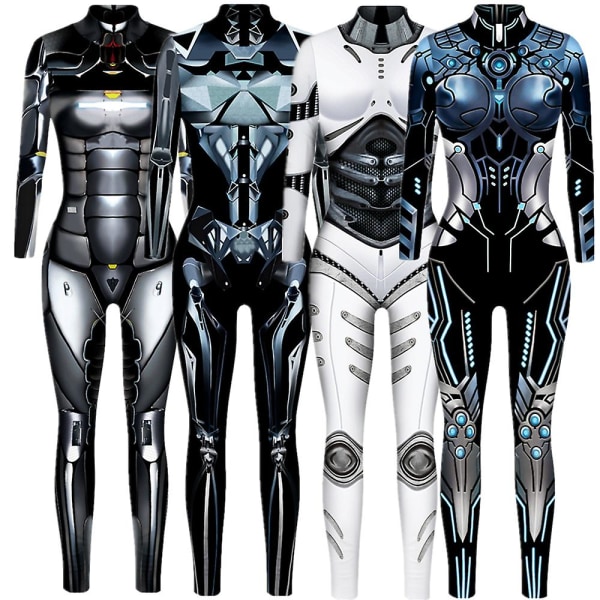 Robot Punk Jumpsuit Catsuit Sexiga Kvinnor Cosplay Kostymer Cyberpunk Zentai Halloween Bodysuit_ai 5 XL