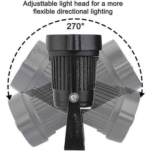 4 COB LED säädettävän kohdevalon sarja 5W 220V maapiikillä (kylmä valkoinen)