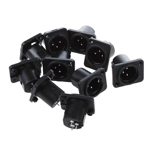 XLR Hanplugg Rak Panelmonterad Kontakt 10 Stycken