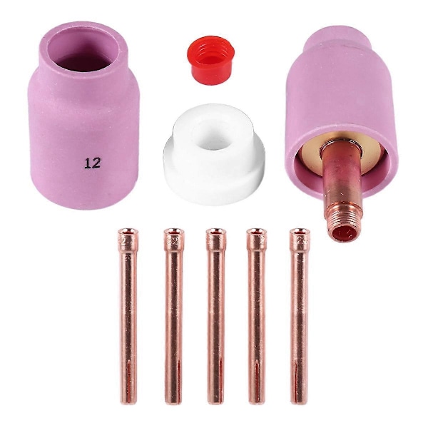 9 st TIG-svetspistol Stor Lång Gaslins & Aluminiumoxidkopp för WP17 WP18 WP26 TIG-hylsor Reservdelar