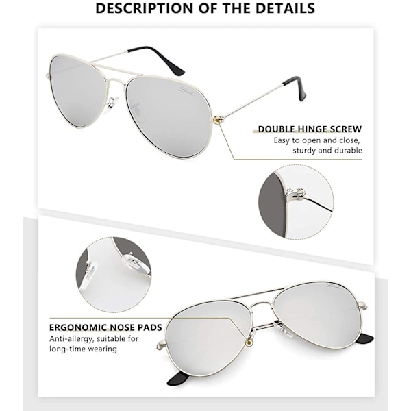 SQCLV Klassiske Polariserede Aviator Solbriller UV Spejlglas Metal Retro Shades