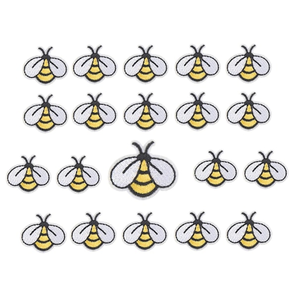 20 ST Bee Sy-märken Broderade Applikationer Stryk på Märken Sy på Dekoration för Väskor Kläder Ja