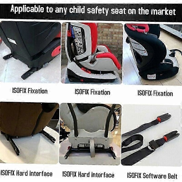 Universell Bilbarnstolsfäste Ankare Monteringssats för Isofix Bältesanslutning, Svart