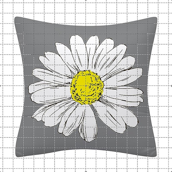Sommar örngott 45x45 cm 4-pack utomhusdekoration grå gul prästkrage kuddfodral lämpligt för heminredning soffa
