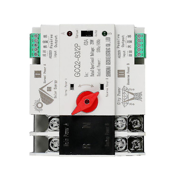 Fotovoltaisk Solenergi Ats Automatisk Omkopplare Din-skena 2p 63a Ac220v Ats Pv System Ström T