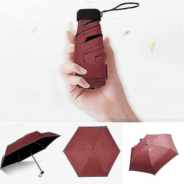 Mini Bærbar 5-foldbar Slank Lomme Flad Paraply. Rejse Mini Paraply. Sol Regn