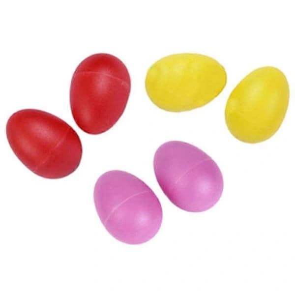 10-delt sett med perkusjonsleker i plast, eggformede maracas