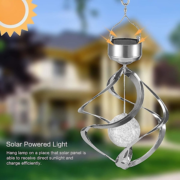Solcellelampe, hageornamentlampe solcelledrevet krystallkulelampe glitrende krystallkule fargeskiftende hengelampe