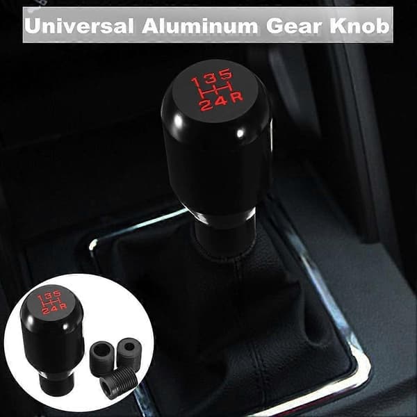 5-trins gearknop i aluminiumslegering - Universal pasform og med 3 adaptere - til manuel bilskifter A