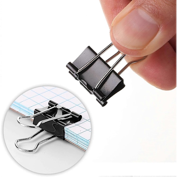 Binderclips, Små binderclips, 50 stk., 1,9 cm, Sort, Små clips, Papirbinderclips, lille størrelse, små papirclips