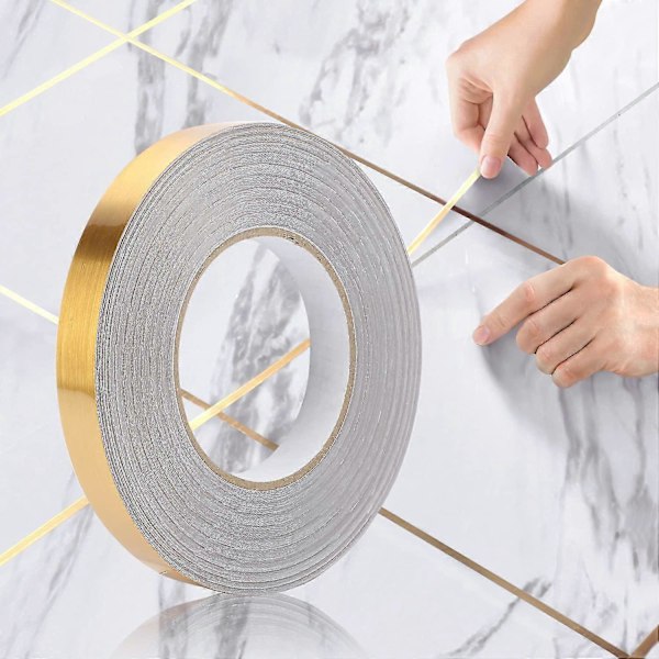 Flisfugetape, Tykkere og Oppgradert Versjon, Vanntett Keramisk Tape, For Gulv, Dører og Vinduer, Tak, Hjemmedekor (gull 1*(2cm*50m)