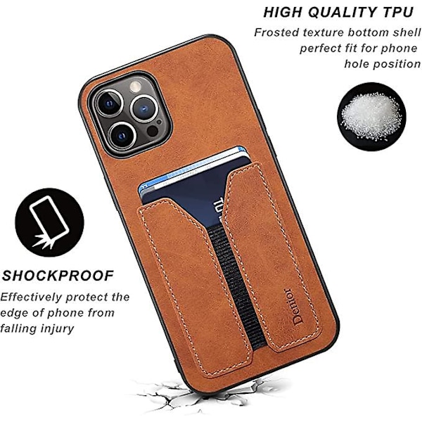 Fodral för iPhone 13 Pro, PU Läder Plånboksfodral med Kreditkortsfack Ultratunn Skyddsfodral för iPhone 13 Pro 6,1 tum 2021 (brun)