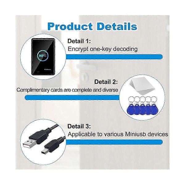 RFID NFC Kopimaskine Duplikator 13.56KHz Nøglebrik NFC Smart Card Læser Skriver 13.56MHz Krypteret Programmer USB UID T5577