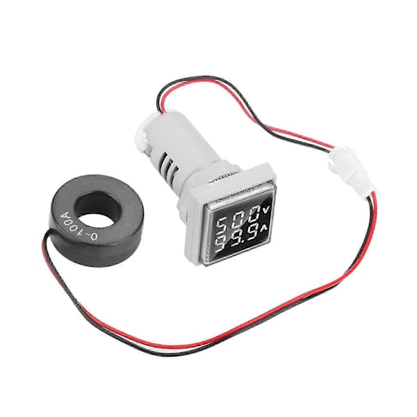 LED Digital Display AC Spänning Ström Mätare Indikator 22mm 0-100A Mätare Indikator (vit)