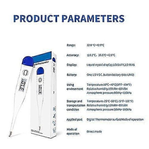 Digitalt termometer for feber, rask avlesning vanntett oralt termometer med feberindikator. Best for babyer, barn og voksne