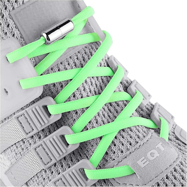 Fluorescerende grønne elastiske sko snørebånd uden binding for voksne, børn, ældre, system med elastiske sko snørebånd (5 par)