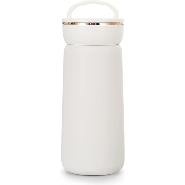 JUSCH Vakuumisolerad Vattenflaska i Rostfritt Stål Termos Resemugg Kaffekopp 380ml, Vit(WZ1467),QINWEI-454