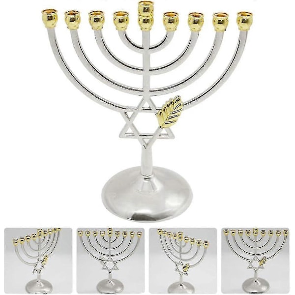 Traditionell klassisk Hanukkah Menorah 9 grenar ljusstake ljusstakar metallhantverk för nyårsfestival heminredning