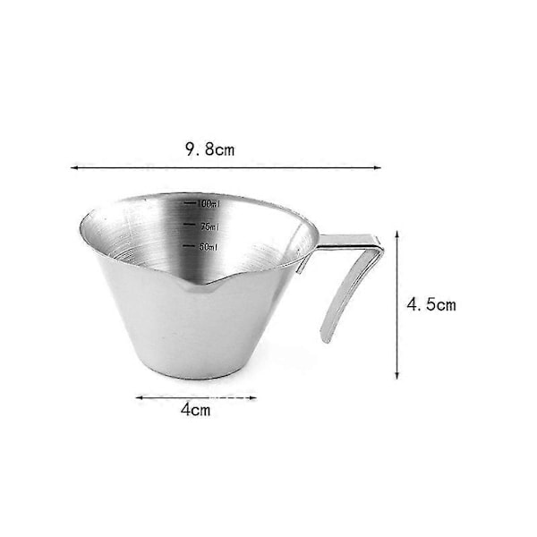 Espresso Mittakuppi Kahvalla 2 Kpl Tupla Espresso Kupit Ruostumaton Teräs Espresso Kaato