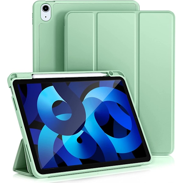 veeki iPad Air 5 2022 Kuori/iPad Air 4 2020 Kuori (10,9\"), Kynätelineellinen Taitettava Jalustakotelo - 2. sukupolven iPencil-lataus Tuettu, Matcha vihreä
