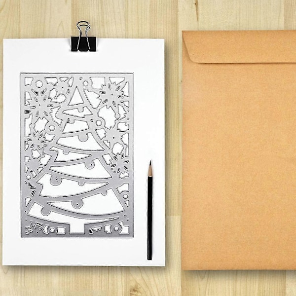 Julgran Skärmall Stencil För DIY Julklappspaket Ornament