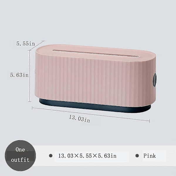 Oppbevaringsboks for strømledning, stor kapasitet, ventilasjon og varmeavledning, skrivebordsboks for ledninger (rosa)