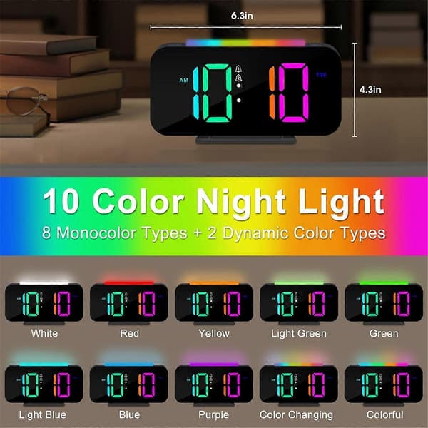 LED Digital Väckarklocka för Sovrum med Nattlampa, Dubbla Alarm, A