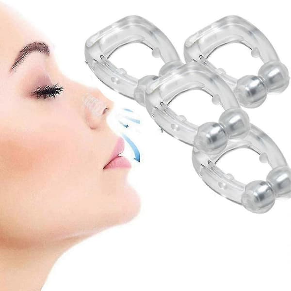 4 stk. Silikonklips Anti Snorking Stopper Stille Søvn Hjelpemiddel Enhet