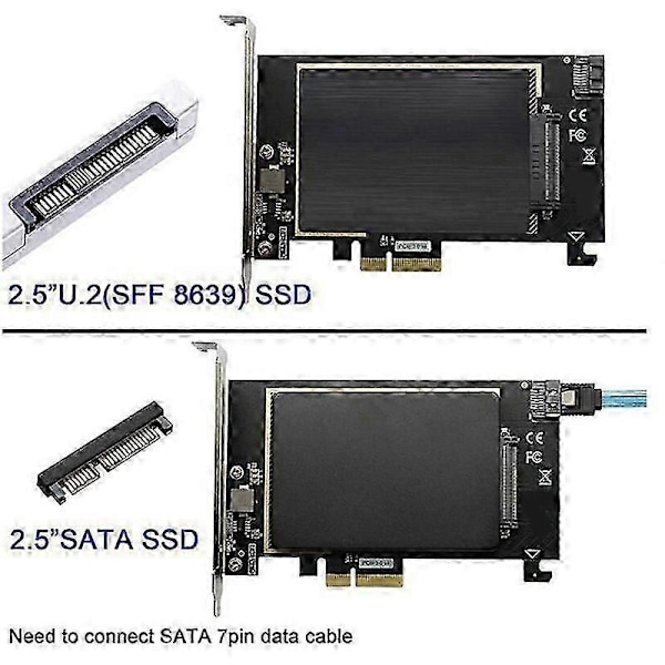 U2 PCIE X4 til U.2 Adapterkort SFF8639 NVMe SSD Udvidelseskort SSD Solid State Drive Konverteringskort