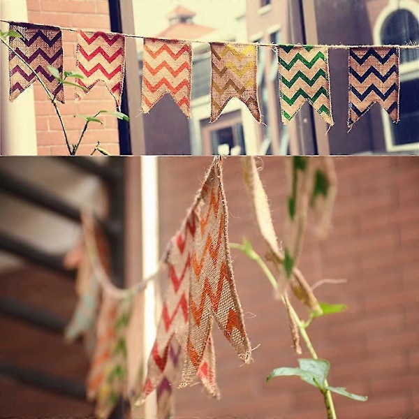 3,7 m Rustik Sækkelærreds Banner Guirlande, Sækkelærredsflag Hessian Banner 10x16,5 cm Udendørs Linned Guirlande Til Bryllupsgaver, Baby Shower, Værelse Eller Have Dekoration