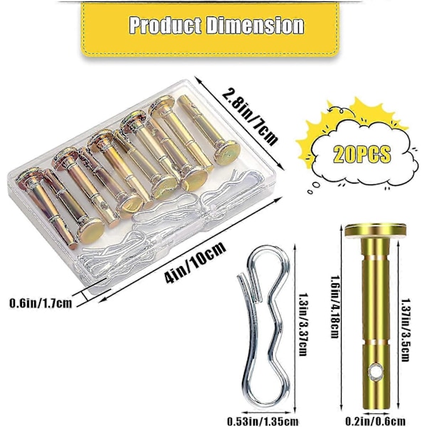 10 stk. skjærbolter og 10 stk. splintbolter erstatning for Cub Cadet 738-04124a 714-04040 Mtd Craftsman Cub Cadet