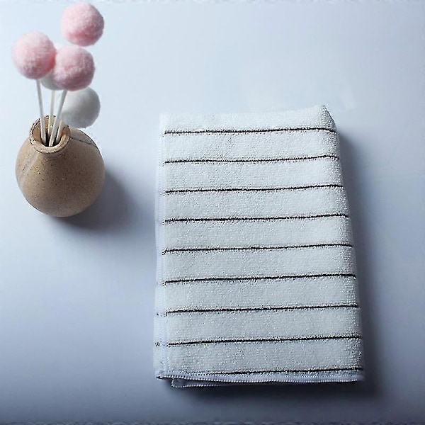 Mikrokuituiset keittiöpyyhkeet - 8 kpl (raidallinen harmaa ja valkoinen design) - pehmeät, erittäin imukykyiset ja nukkaamattomat, 45 x 65 cm