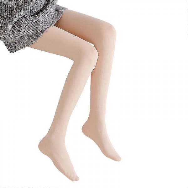 Genomskinliga Varma Fleece Tights Dam Fleecefodrade Förtjockade Tights Hudfärg, 300g