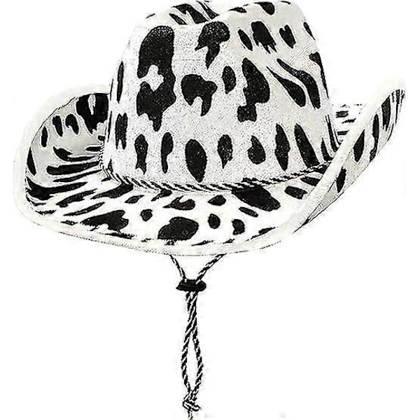 Cowboyhatt för män med komönster, vit/svart - Tema, för vilda västern-festtillbehör