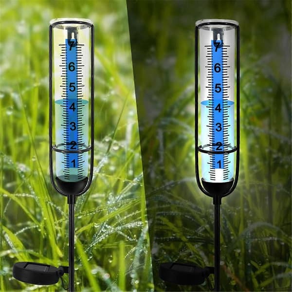 Solcellelampe Regnmåler, 7-tommers Regnmåler Utendørs